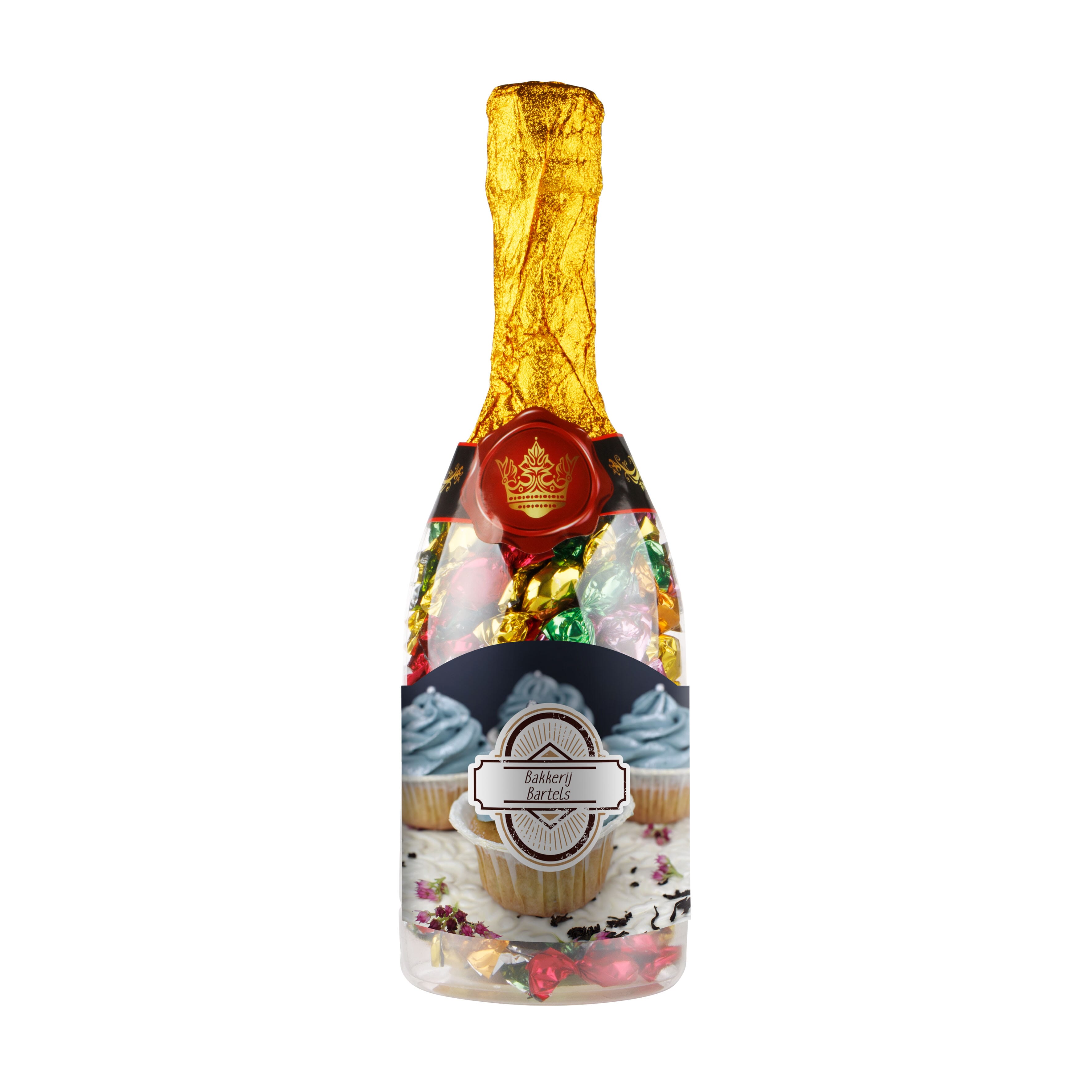 Champagnerflasche mit Metallic Sweets