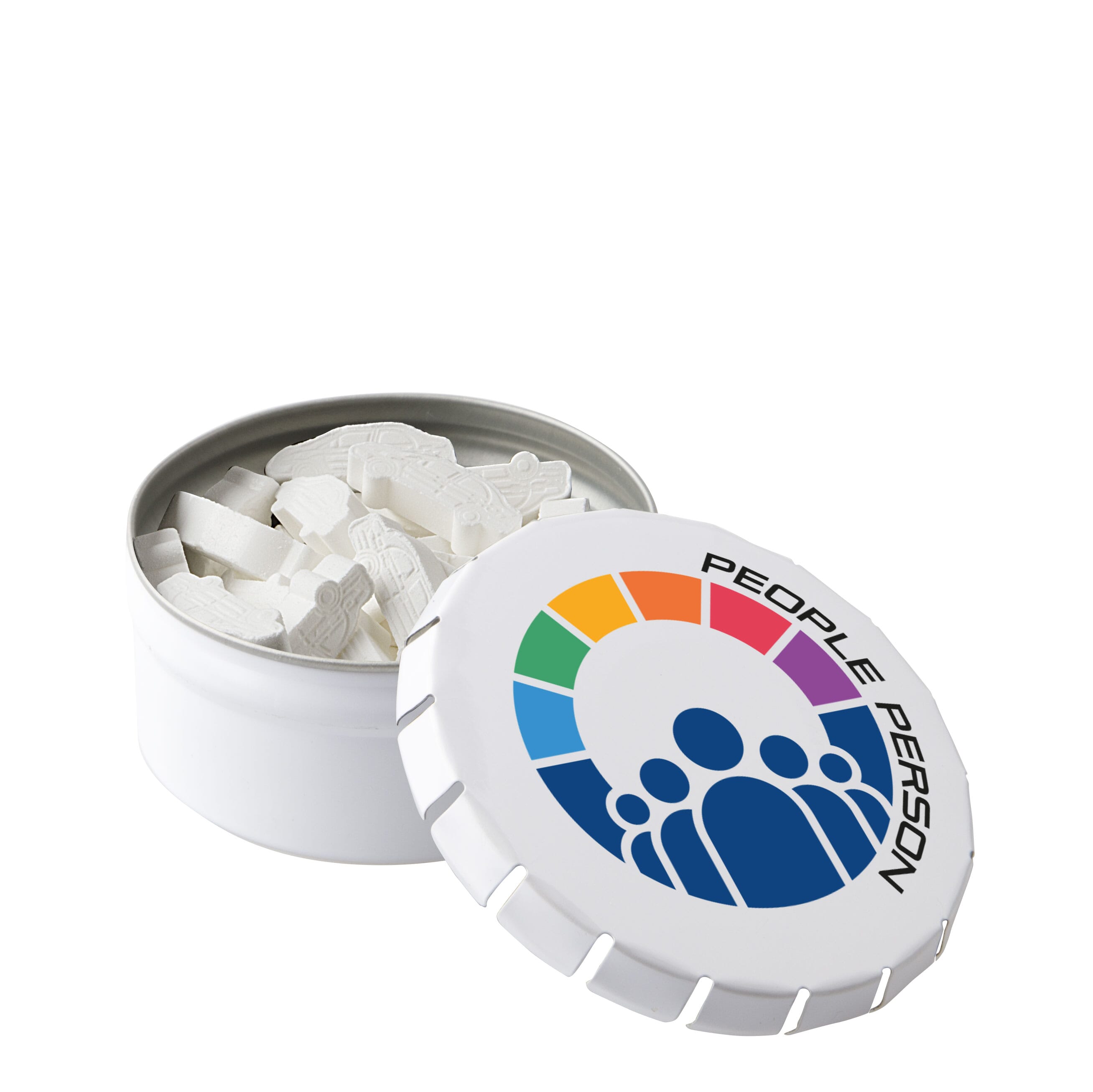 Mini Klick-Klack Dose mit Pfefferminzform (Höhe 2,5 cm)
