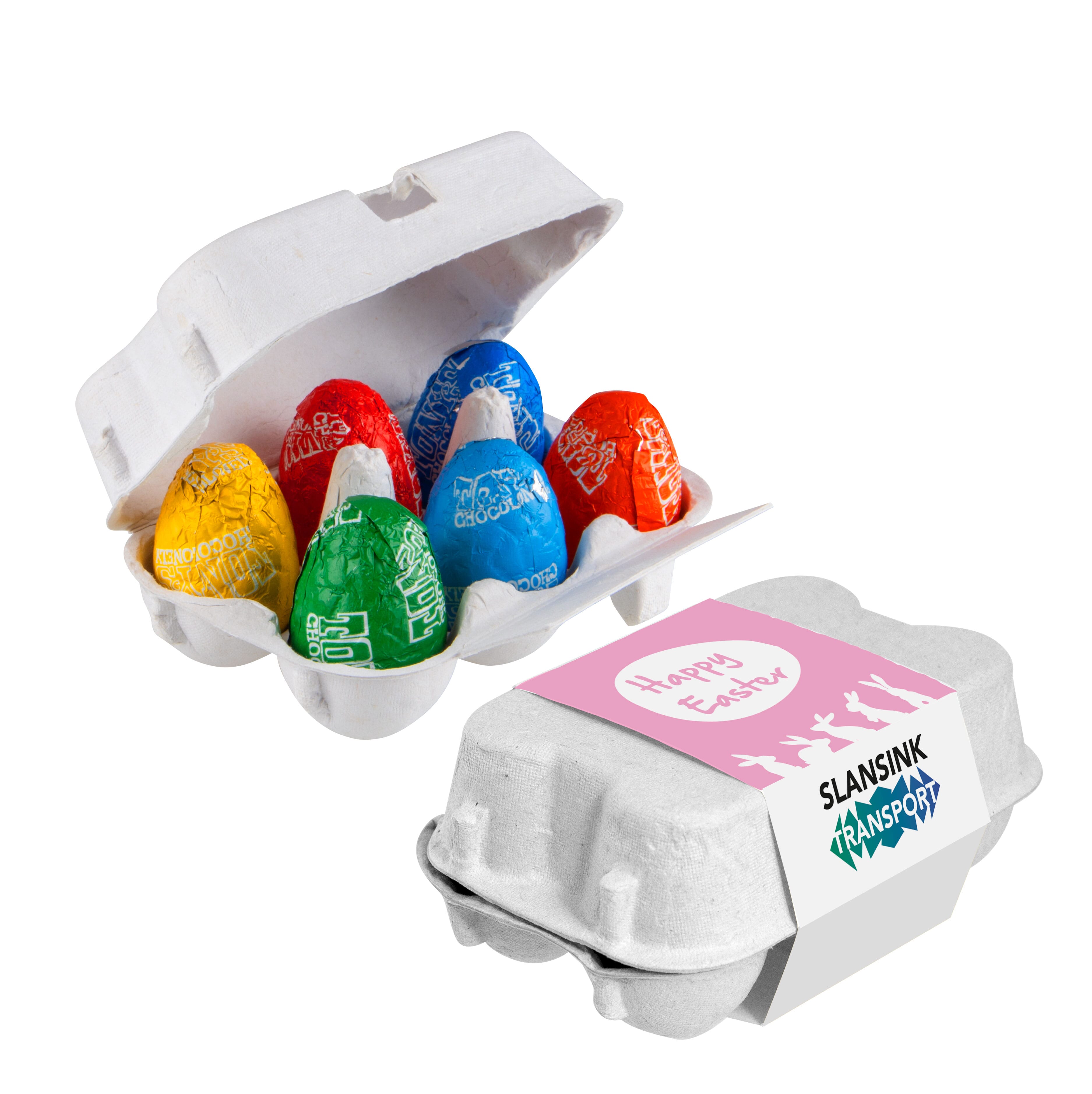 Eierkarton mit 6 Tony Chocolonely Ostereiern