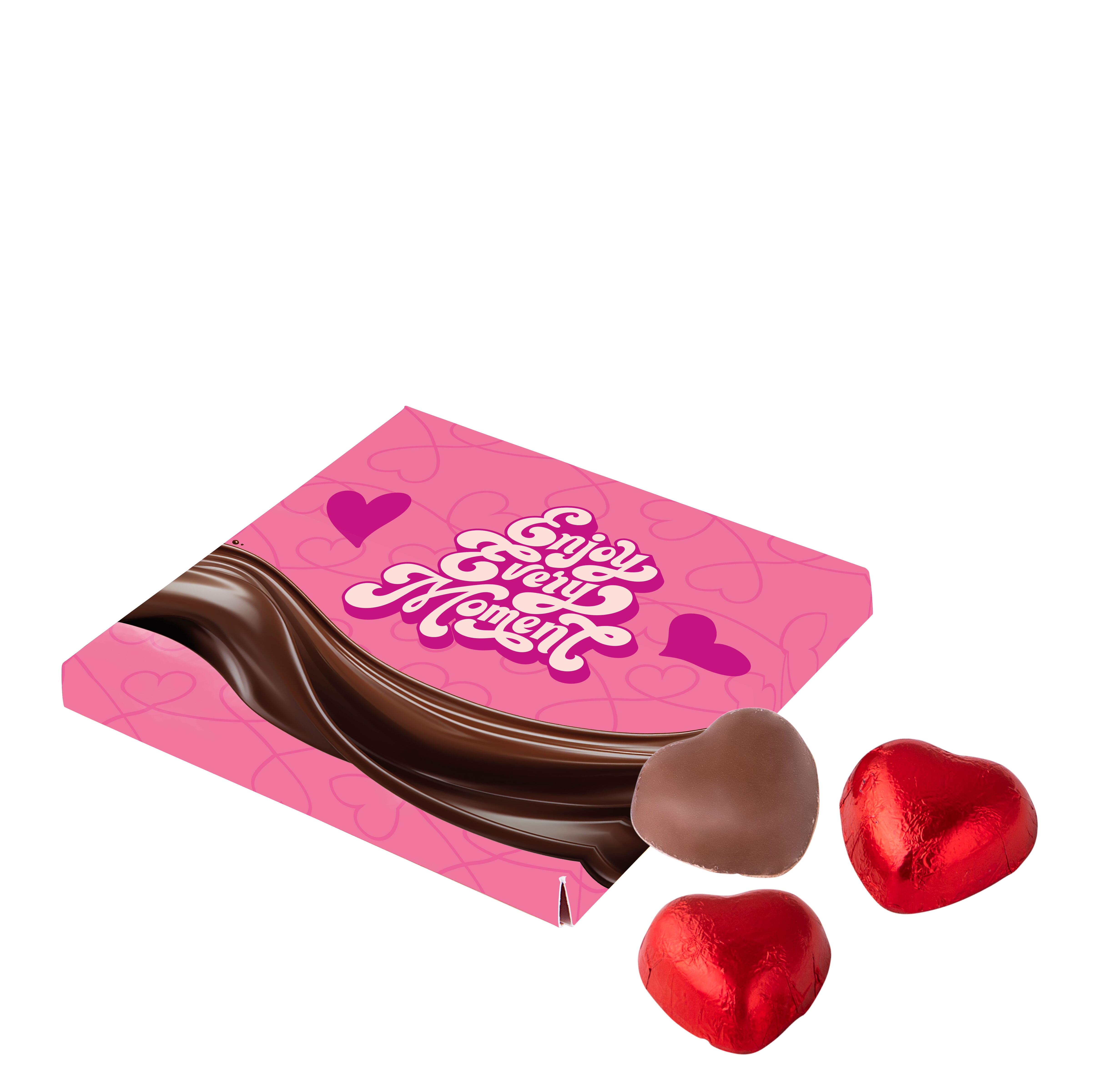 Flache Schachtel mit Schokolade