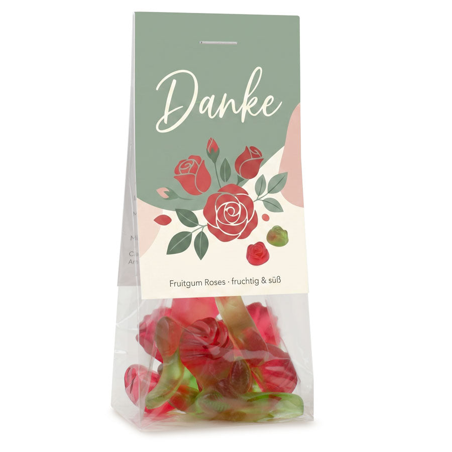 Naschbeutel Fruchtgummi Rosen