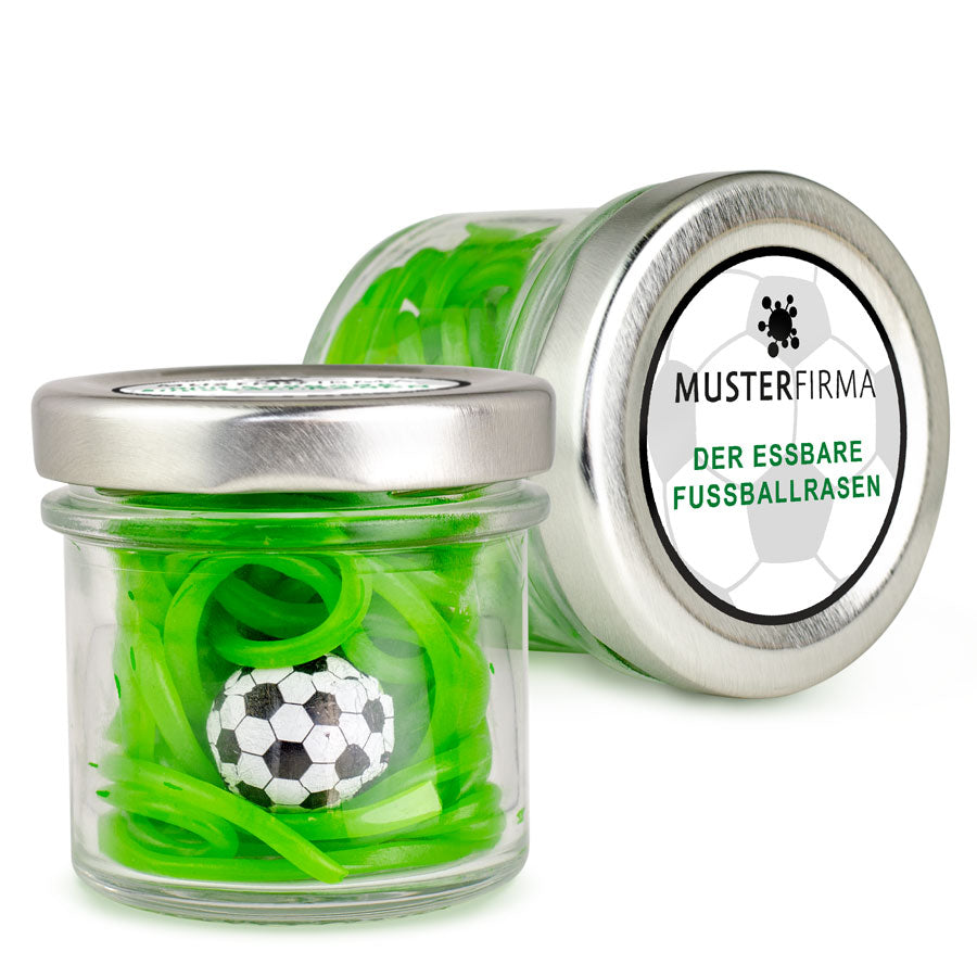 Weithalsglas Mini Fußballrasen im Glas